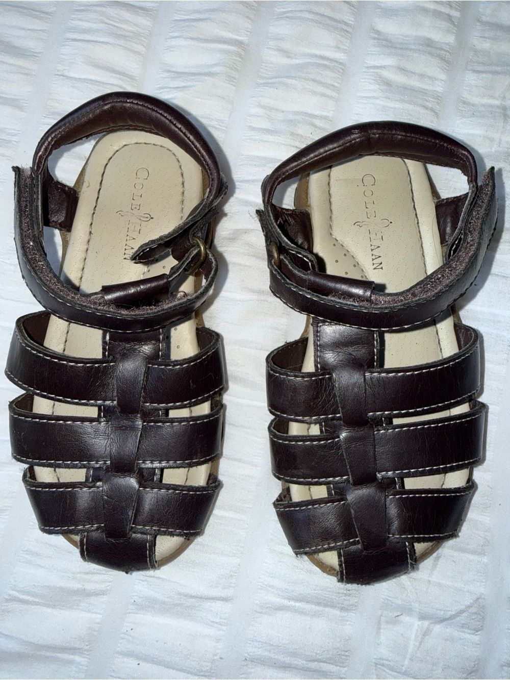 Cole Haan Kids Sandals Lil Cain Size 9 Dark Brown Leather !